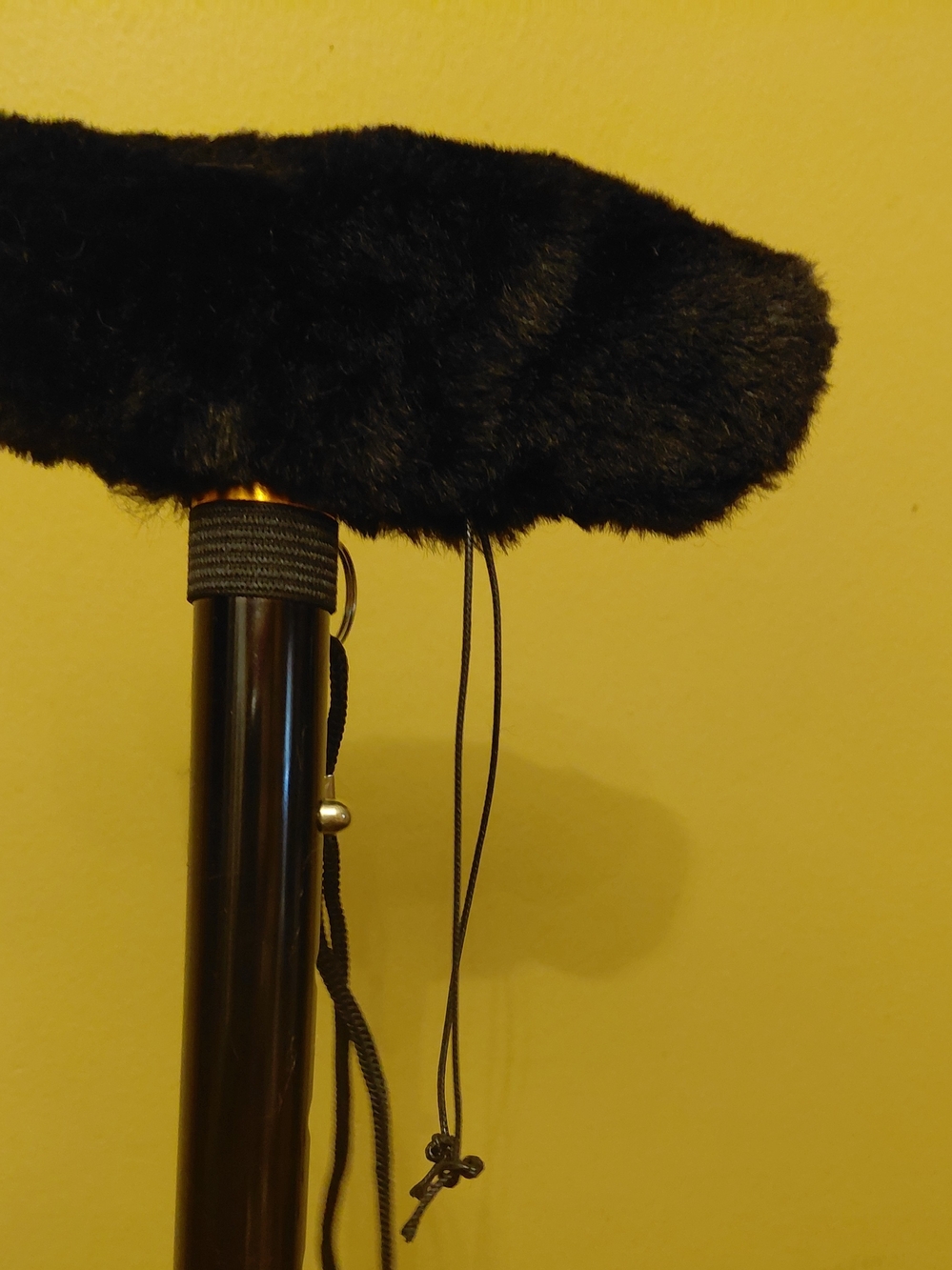 2pc Set Women’s Faux Fur Plush Walking Cane Covers Adjust  — Black & Light Gray